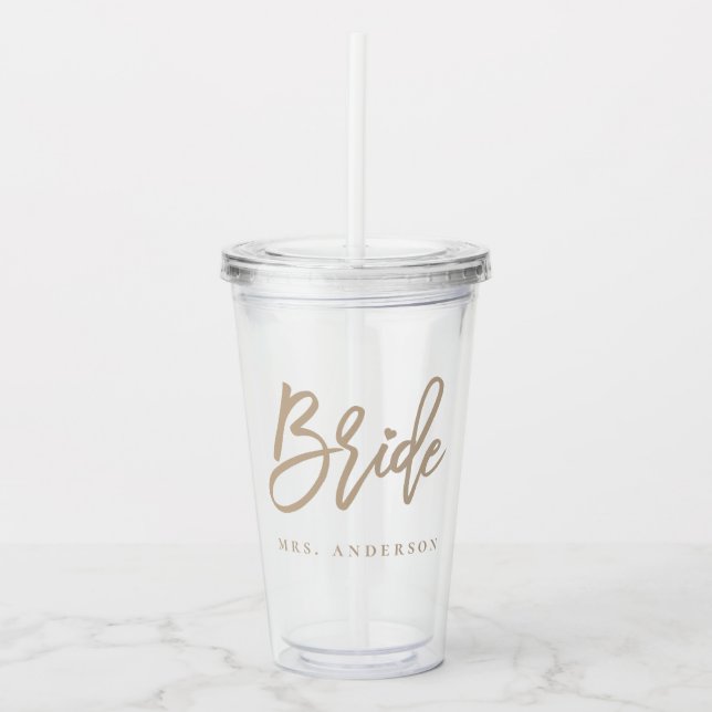 Verre En Acrylique Bride de script beige (Devant)
