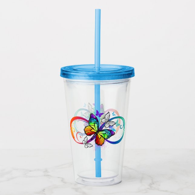 Verre En Acrylique Bright infinity with rainbow butterfly (Devant)