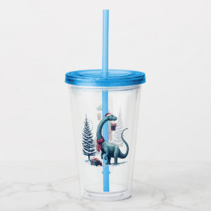 Verre En Acrylique Brontosaurus dinosaure de Noël