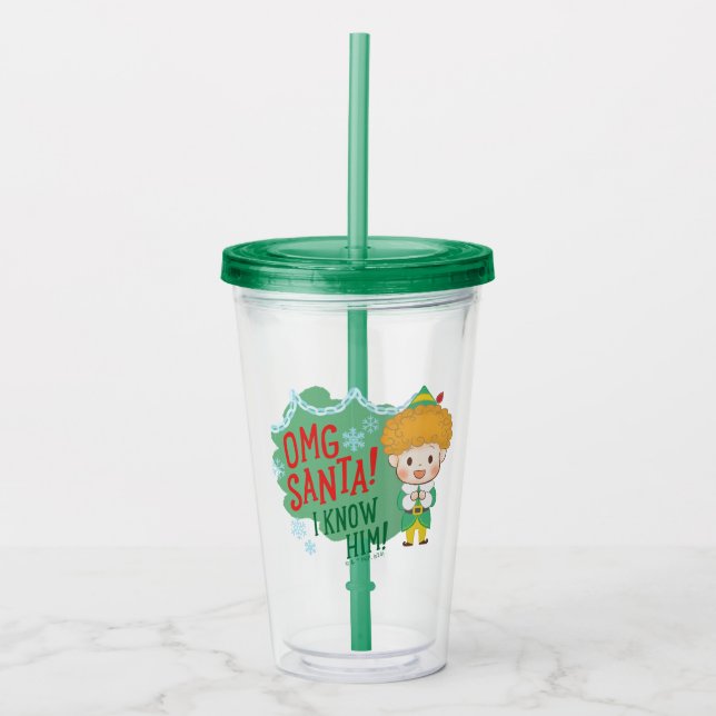 Verre En Acrylique Buddy l'Elf OMG Père Noël ! Je Le Connais ! (Devant)