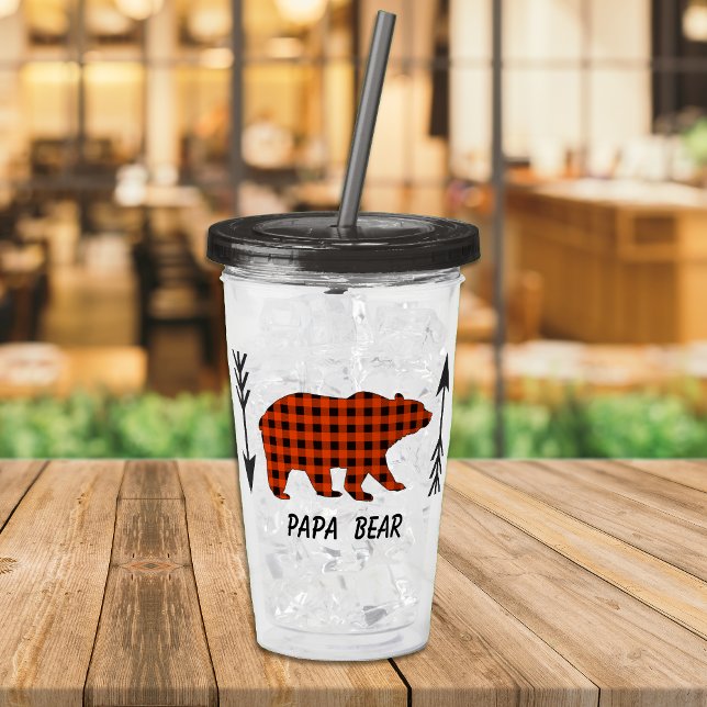 Verre En Acrylique Buffalo Plaid Papa Bear (Créateur téléchargé)