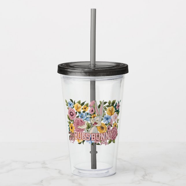 Verre En Acrylique BUGS BUNNY™ Broderie Florale Graphique (Devant)