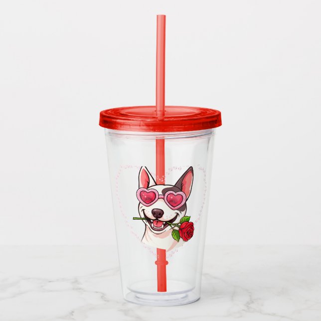 Verre En Acrylique Bull terrier heureux (Devant)