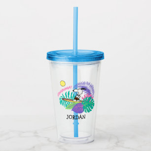 Verre En Acrylique cacahuètes   Cowabunga Snoopy   Ajouter Votre Nom