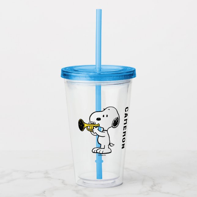 Verre En Acrylique cacahuètes | Joueur de trompette Snoopy (Devant)