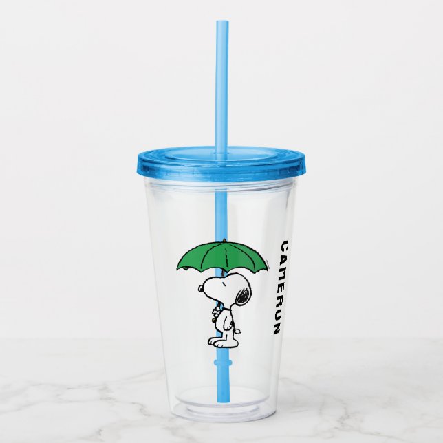 Verre En Acrylique cacahuètes | Parapluie vert Snoopy (Devant)