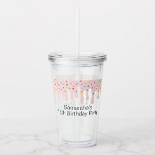 Verre En Acrylique Cadeau de nom de fête d'anniversaire avec goutte r