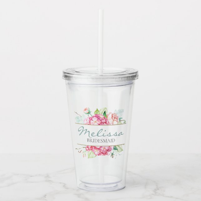 Verre En Acrylique Cadeau floral romantique de demoiselle d'honneur (Devant)