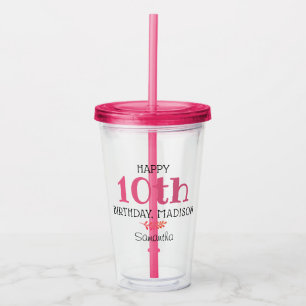 Verre En Acrylique Cadeau personnalisé pour l'anniversaire des filles