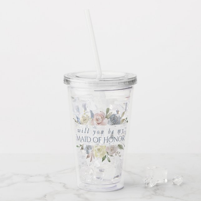 Verre En Acrylique Cadre floral bouché | Élégante servante d'honneur  (Devant glace)