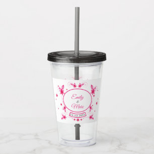 Verre En Acrylique Cadre Floral rose