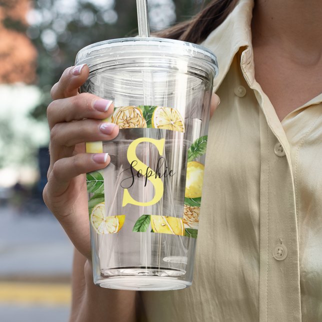 Verre En Acrylique Cadres et Feuilles de citrons jaunes modernes avec (Créateur téléchargé)