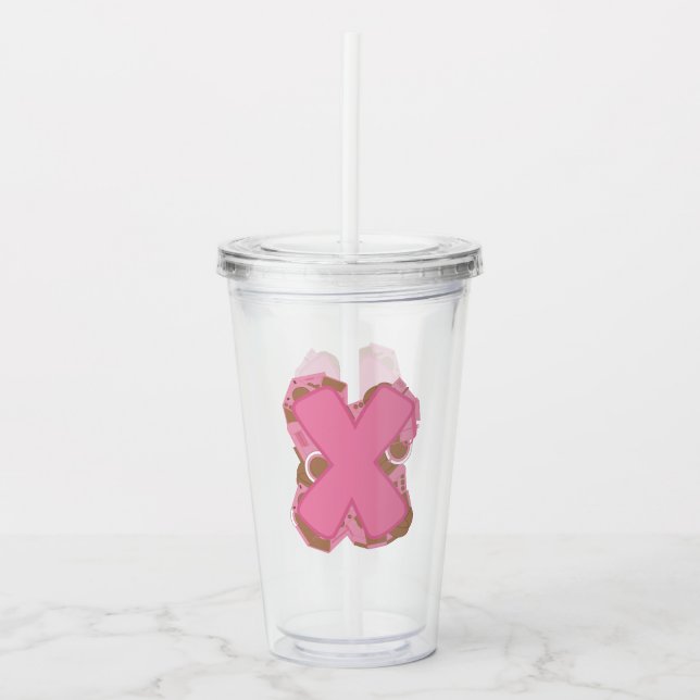 Verre En Acrylique Café Lettre X : Monogramme Initiale  (Devant)