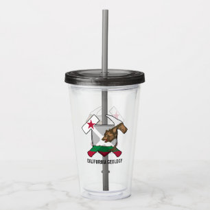 Verre En Acrylique California Geology Rock Hammer Logo - Personnalisa