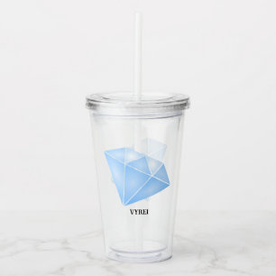 Verre En Acrylique Carat diamant bleu brillant