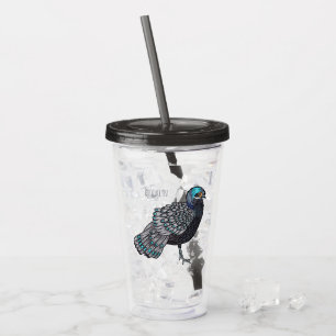Verre En Acrylique Caricature d'oiseau de faisan paon de Bornéo