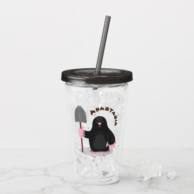 Verre En Acrylique Caricature mole joyeux (Dos glace)