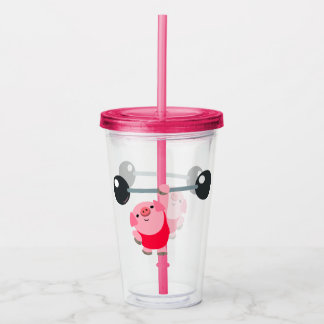 Verre En Acrylique Cartoon de levage de poids mignon