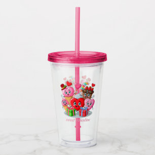 Verre En Acrylique Cartoon Heart & Sweet amis valentine's day