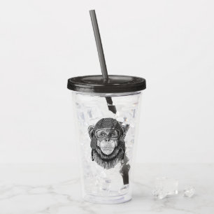 Verre En Acrylique Cavalier de moto de chimpanzé
