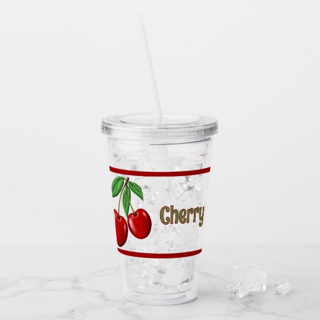 Verre En Acrylique Cerises rouges Conception personnalisée (Devant glace)