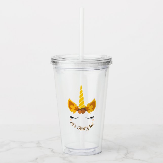 Verre En Acrylique C'est Automne Y'all Automne Unicorn Plastic Cup &  (Devant)