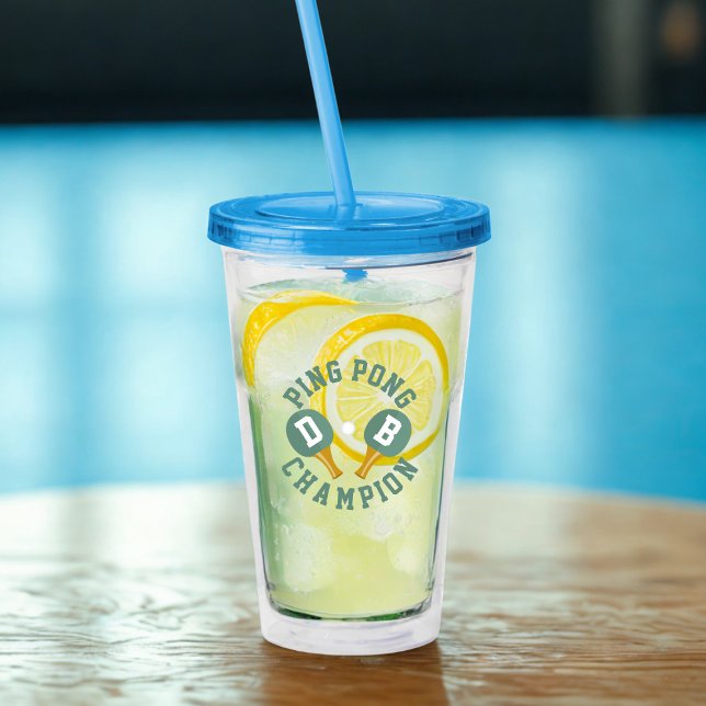 Verre En Acrylique Champion Ping Pong Personnalisé Paruline Acrylique (For the Ping Pong Champion in your life. Just add their initials on the paddles and name on the back)