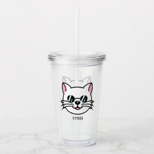 Verre En Acrylique Chat blanc portant des lunettes noires / lunettes