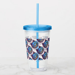 Verre En Acrylique Chat bleu souriant Vintage Halloweenies