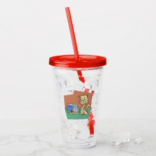 Verre En Acrylique Chat et cuvette de poisson