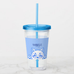 Verre En Acrylique Chat Joli Avec Lunettes Rondes