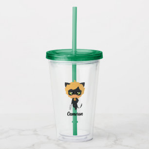 Verre En Acrylique Chat Miraculeux Noir Chibi fête d'anniversaire Fav