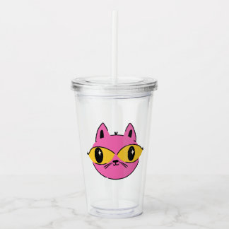 Verre En Acrylique Chat Rétro