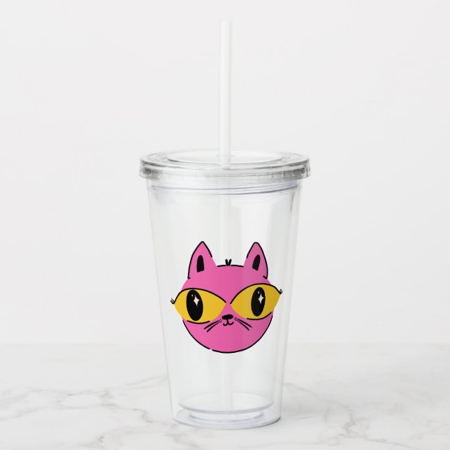 Verre En Acrylique Chat Rétro (Devant)
