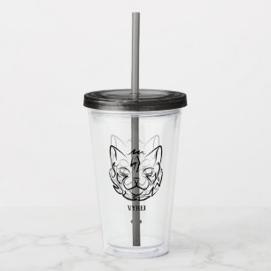 Verre En Acrylique Chat tribal noir et blanc