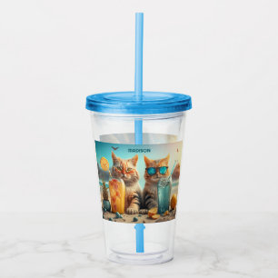 Verre En Acrylique Chats de vacances de nom personnalisé