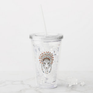 Verre En Acrylique Chef indien indigène de tigre