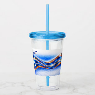 Verre En Acrylique Chemise Aqualume Wave – Flux Abstrait Bleu Orange