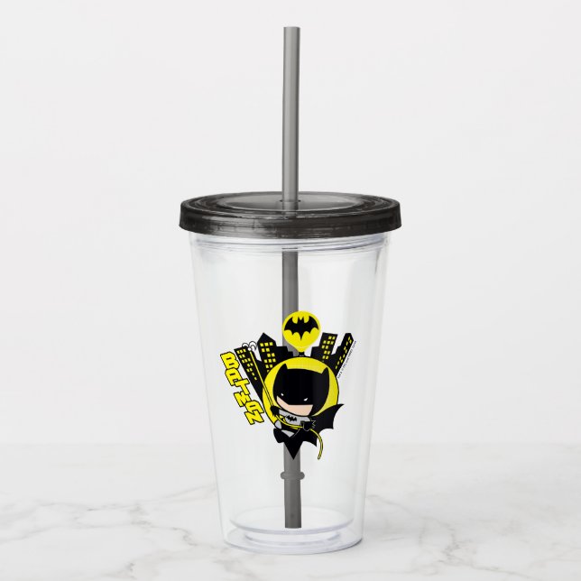 Verre En Acrylique Chibi Batman Évolue La Ville (Devant)
