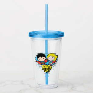 Verre En Acrylique Chibi Superman & Chibi Supergirl Power Up!