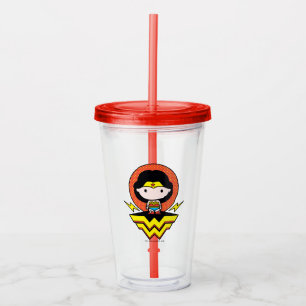 Verre En Acrylique Chibi Wonder Woman avec ses Pois et son logo