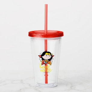 Verre En Acrylique Chibi Wonder Woman vole avec Lasso
