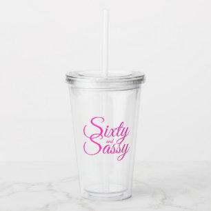 Verre En Acrylique Chic Bright Pink Script Sixty Sassy 60e anniversai