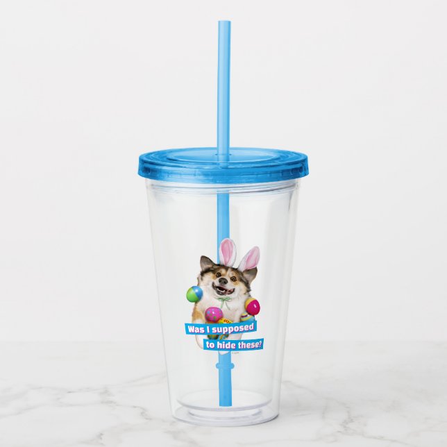 Verre En Acrylique Chien allongé sur des œufs de Pâques (Devant)
