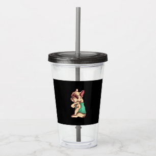 Verre En Acrylique Chien Français Bulldog I Love Maman Tattoo Lover C