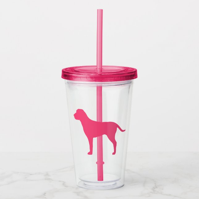 Verre En Acrylique Chien rose (Devant)