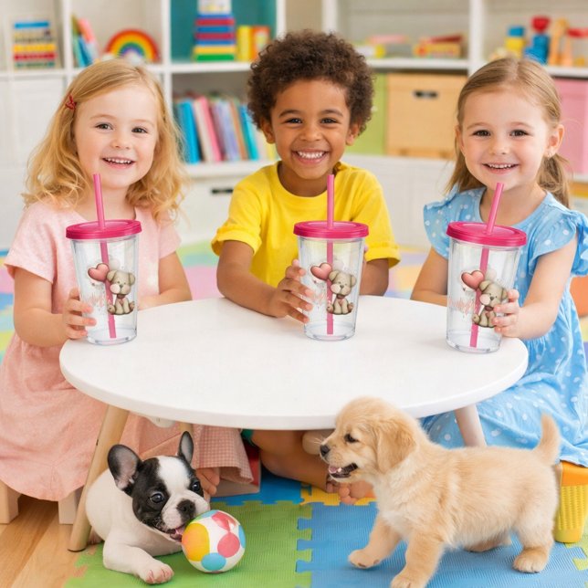 Verre En Acrylique Chiot avec ballons en forme de cœur (Créateur téléchargé)