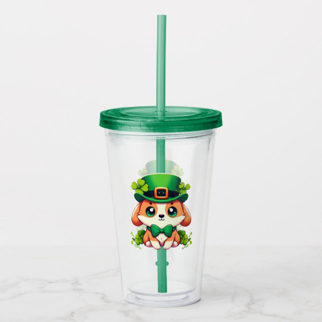 Verre En Acrylique Chiot de la Saint-Patricks (Devant)