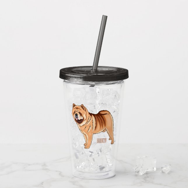 Verre En Acrylique Chow Chow dog cartoon (Dos glace)