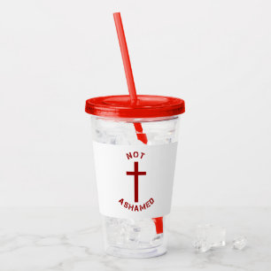 Verre En Acrylique Christian Not Honamed Croix Rouge et la Bible Vers